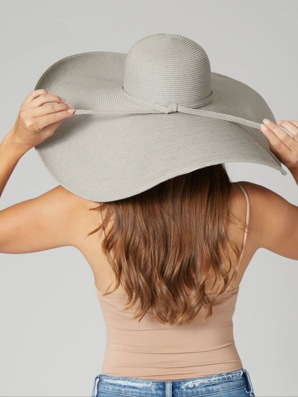 Extra Wide Brim Straw Sun Hat - Grey Only  (Oversized)